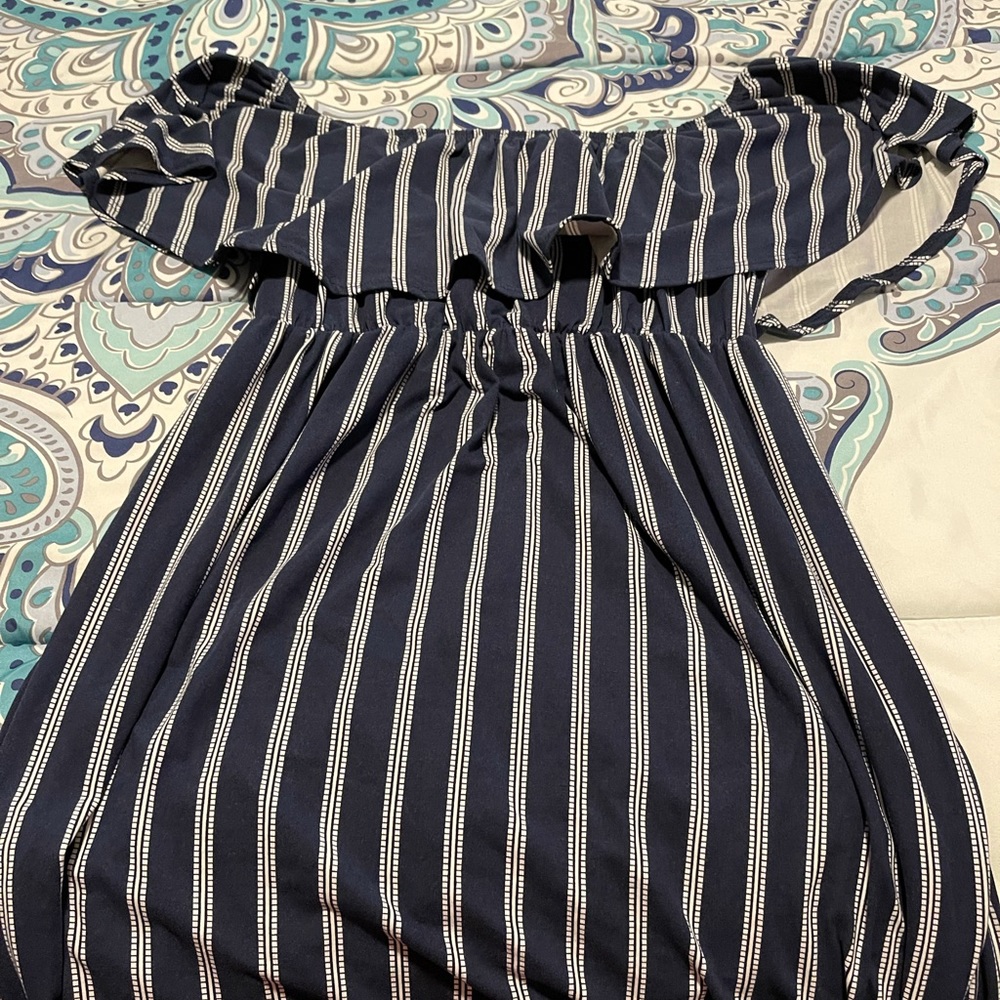 Navy and white long dress